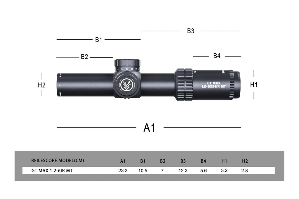 GT MAX 1.2-6IR MT Second Focal Plane Rifle Scope