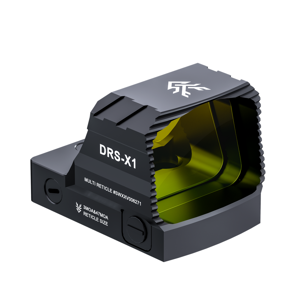 Optics.xin DRS-X1 drone remote controller with ergonomic design and multiple control sticks, displayed on a plain background.